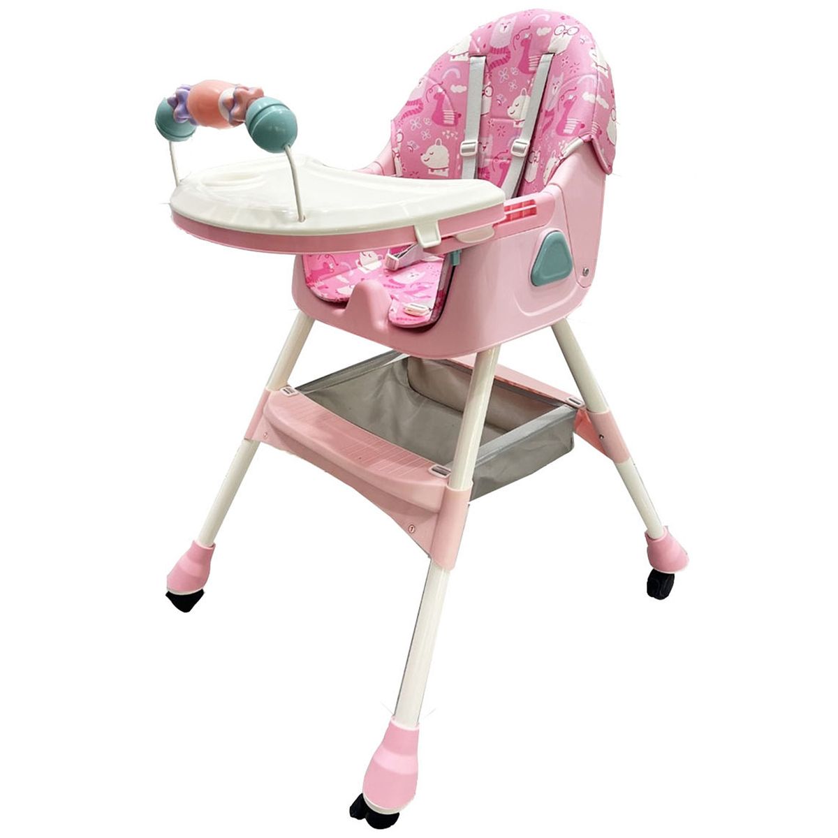 EBABY - Silla de Comer Plegable Con Ruedas Doble bandeja LULU Fucsia