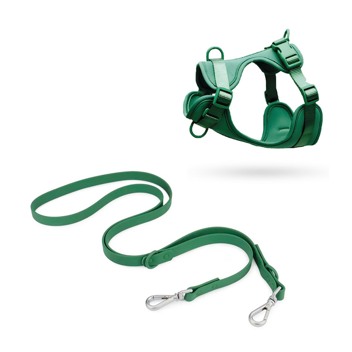 S&T - Correa y Pechera Ajustable Para Perros Verde - Talla M