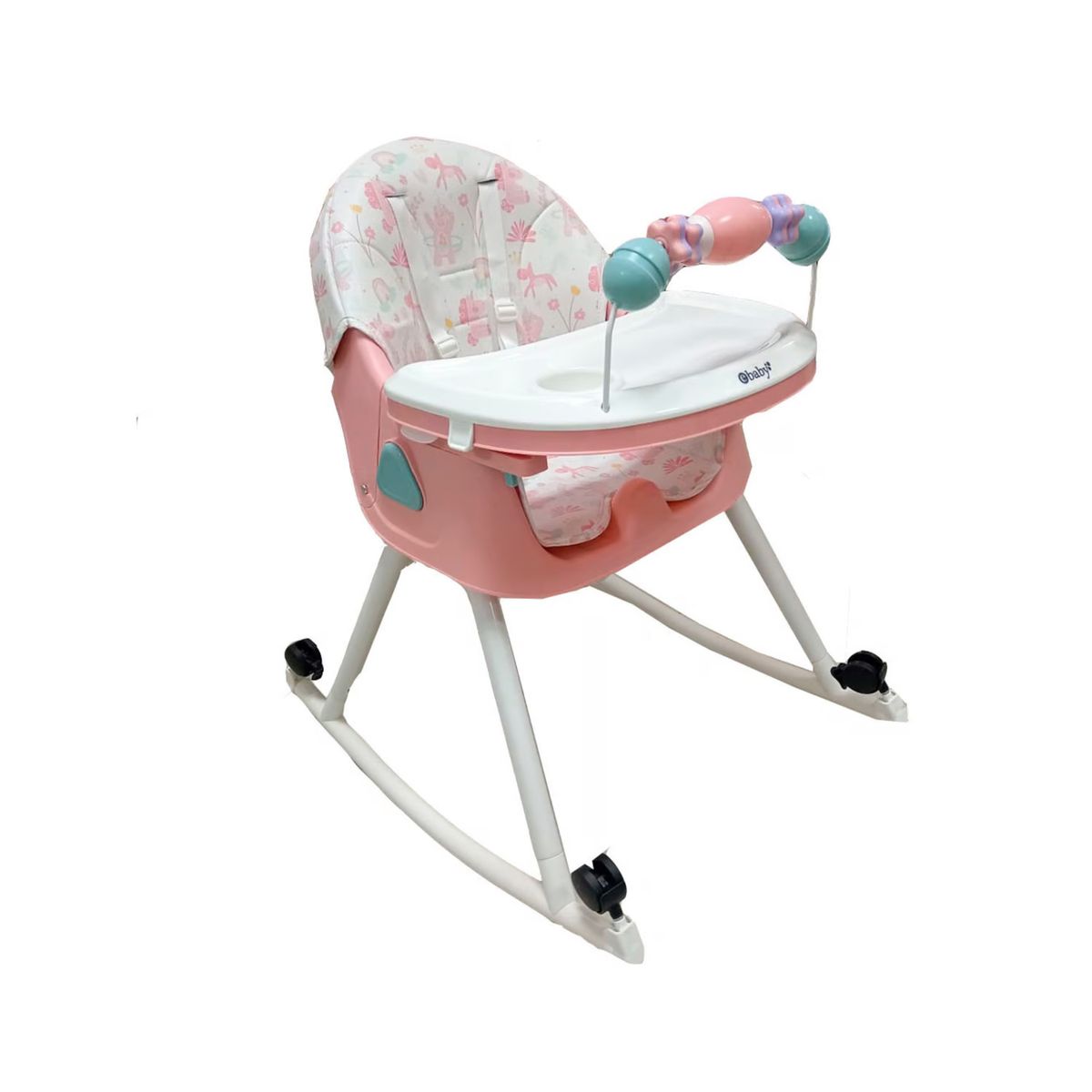 EBABY - Silla de Comer Asiento Reclinable con Ruedas DALI Rosado