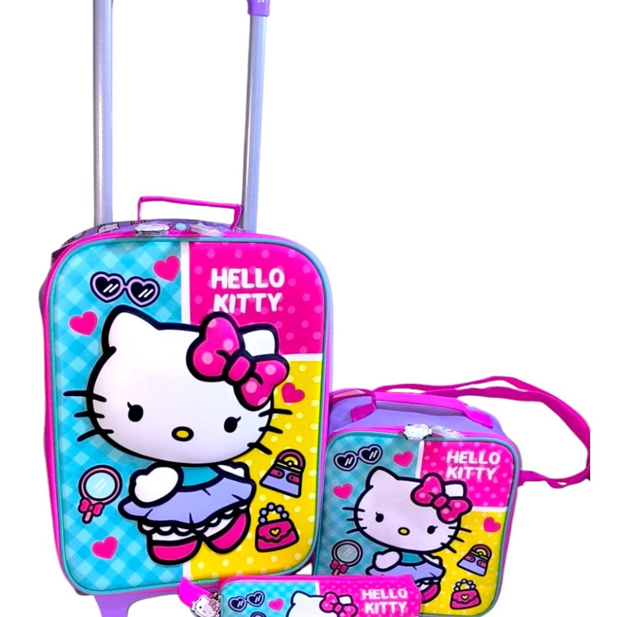 SCOOL - Mochila, lonchera y cartuchera Set 3 en 1 ruedas diseño: Hello Kitty