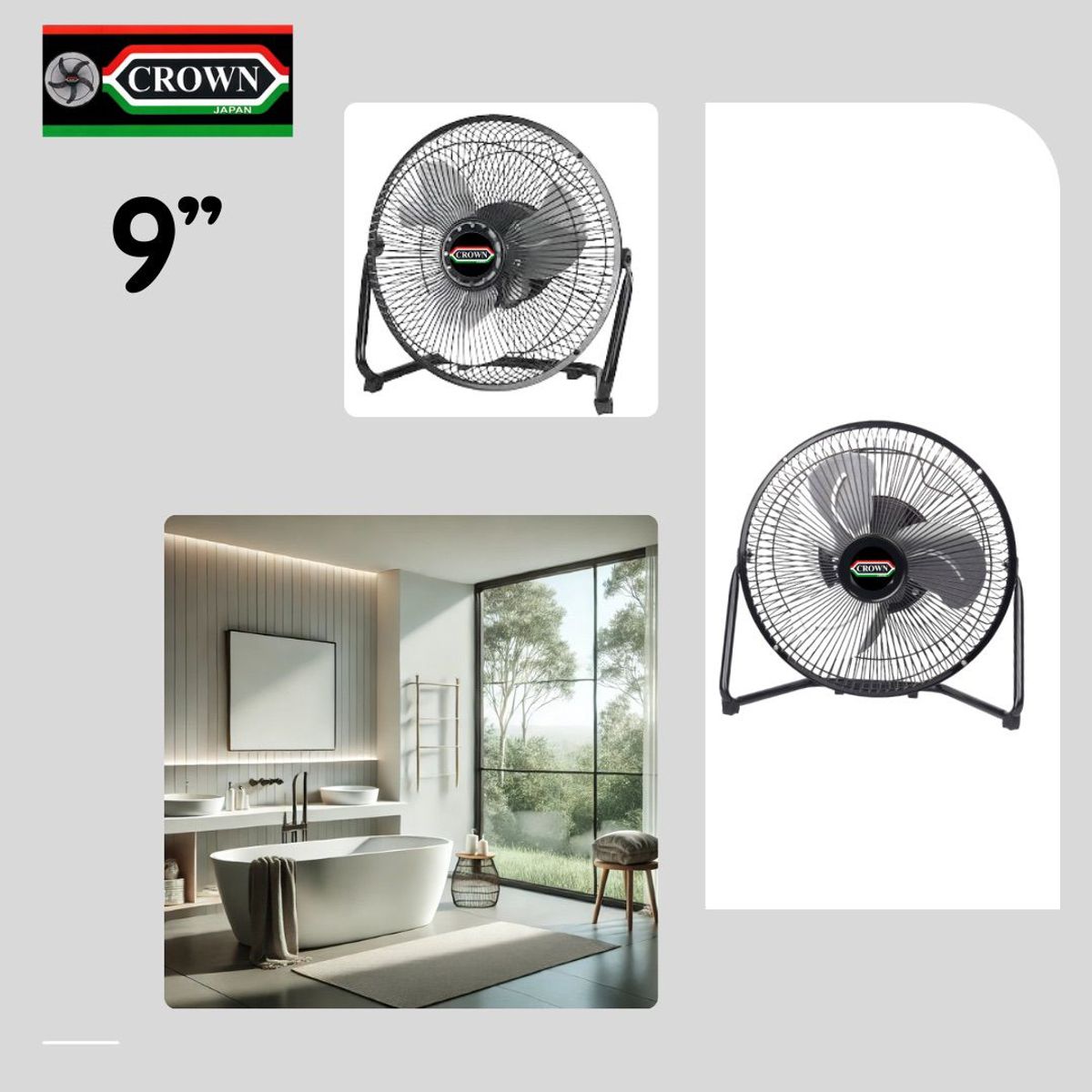 CROWN - Ventilador de Mesa y Pared Crown 9