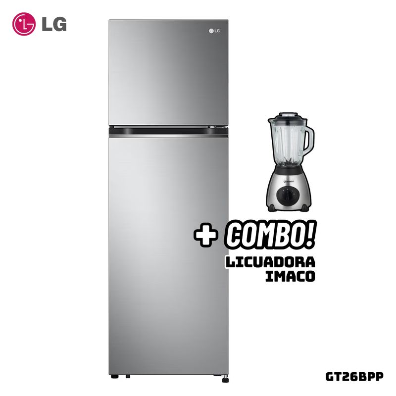 LG - REFRIGERADORA LG 264 L TOP FREEZER PLATEADO - GT26BPP + LICUADORA IMACO