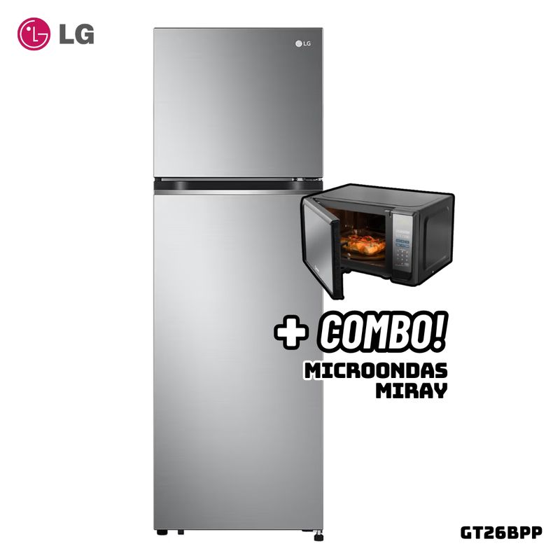 LG - REFRIGERADORA LG 264 L TOP FREEZER PLATEADO - GT26BPP + MICROONDAS MIRAY HMM-20N