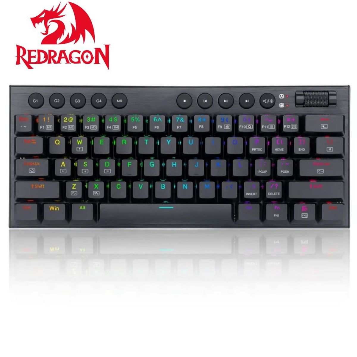 REDRAGON - Teclados  HORUS 60% Cableado. English K632-RGB BLACK RED SWITCH