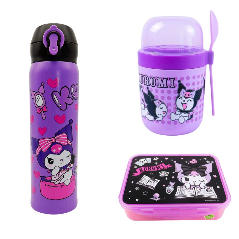 SCOOL - Pack x3 - Botella Acero - Yogurera - Taper - Kuromi