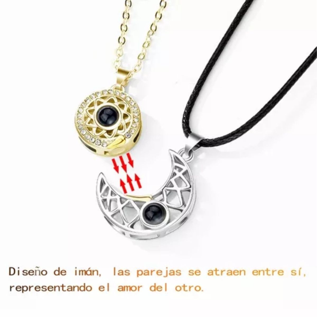 GENERICO - Collares Parejas Sol y Luna 100 IDIOMAS TE AMO