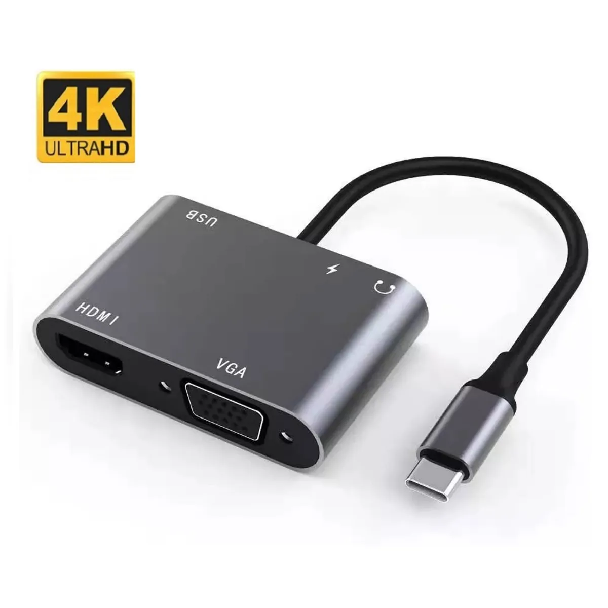 OEM - Adaptador Hub 5 en 1 Tipo C a HDMI 4K /Vga /USB /Audio 3.5mm /PD100W