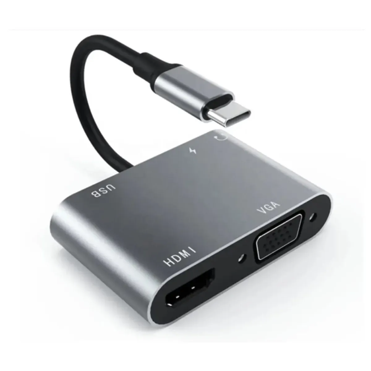 OEM - Adaptador Hub 5 en 1 Tipo C a HDMI 4K /Vga /USB /Audio 3.5mm /PD100W