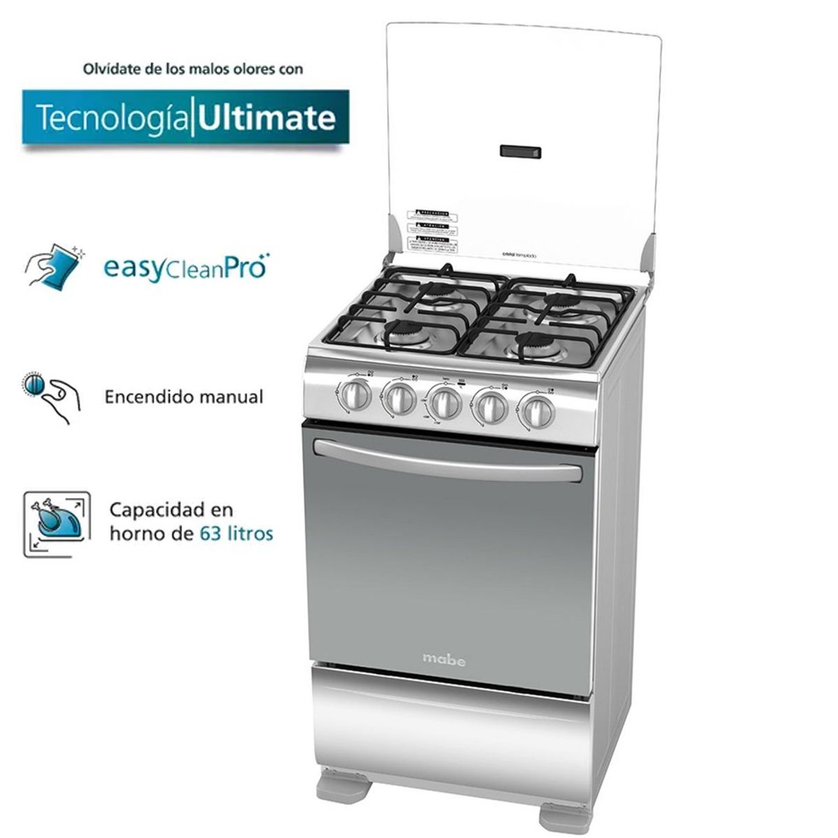 MABE - Cocina de piso Mabe de 52 cm Inox TX5110P1