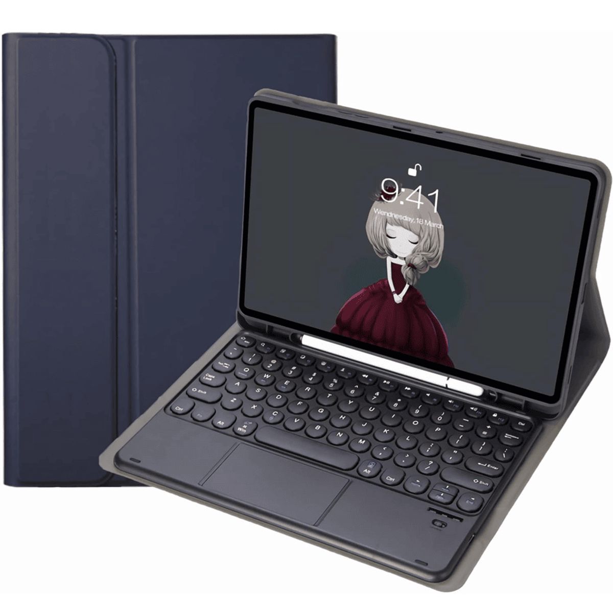 GENERICO - Funda con Teclado Touch para Samsung Tab A8 Azul Resistente