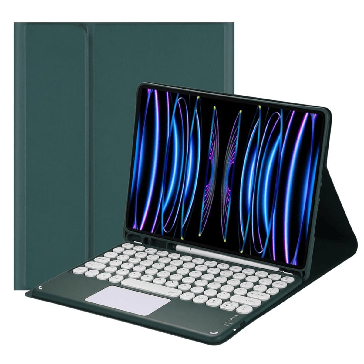 GENERICO - Funda con Teclado Touch para Samsung Tab A8 Verde Resistente