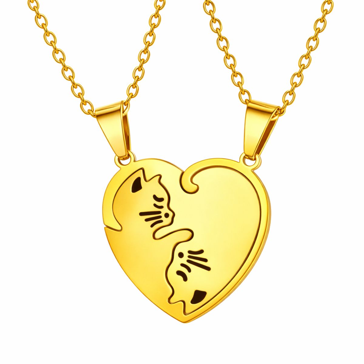 GENERICO - Collar Parejas Novios Acero Inox Cuero Yin Yang Gato Amistad Lover