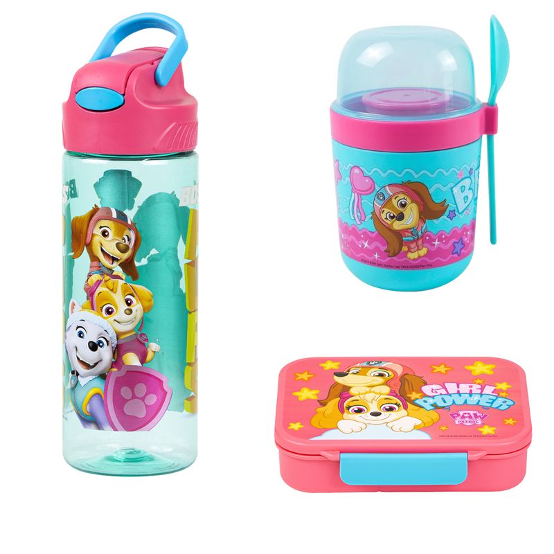 SCOOL - Pack x3 - Botella Push - Yogurera - Taper  Bento  - Paw Patrol Niña