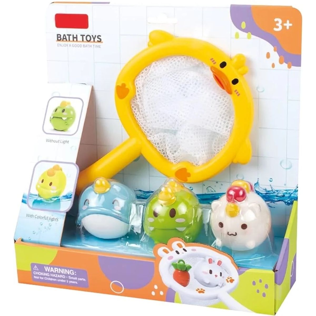 BABY - Juguetes de baño brilla en la oscuridad red de pesca - Pato