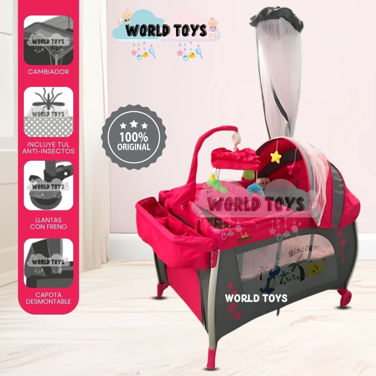 EBABY - Cuna Corral de Lujo «BABY KINGDOM» Edición Limitada Red