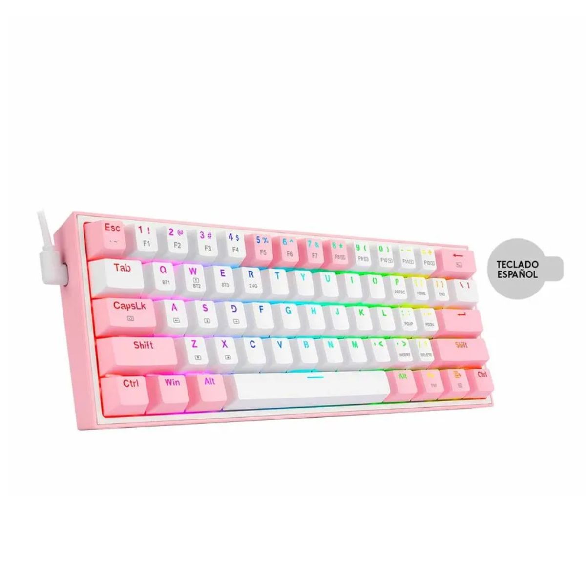 REDRAGON - Teclado Redragon FIZZ PRO Wireless Spanish K616-RGB-PW WHITEPINK