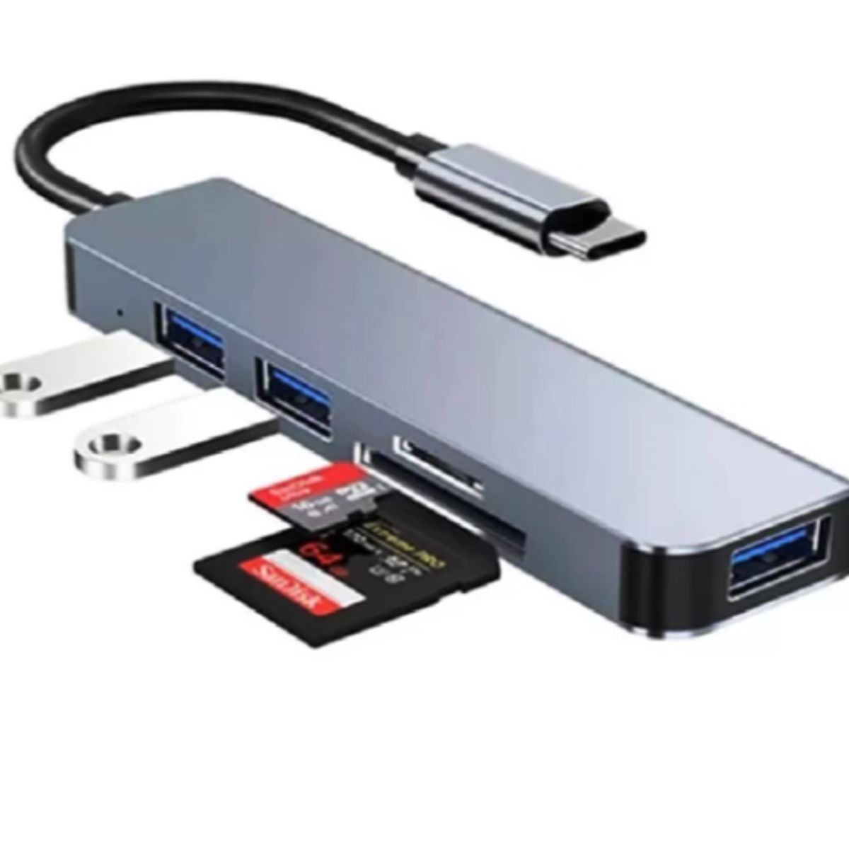 SEISA - ADAPTADOR HUB TIPO C 5 EN 1 BYL-2103T LECTOR USBX3 + SD SEISA