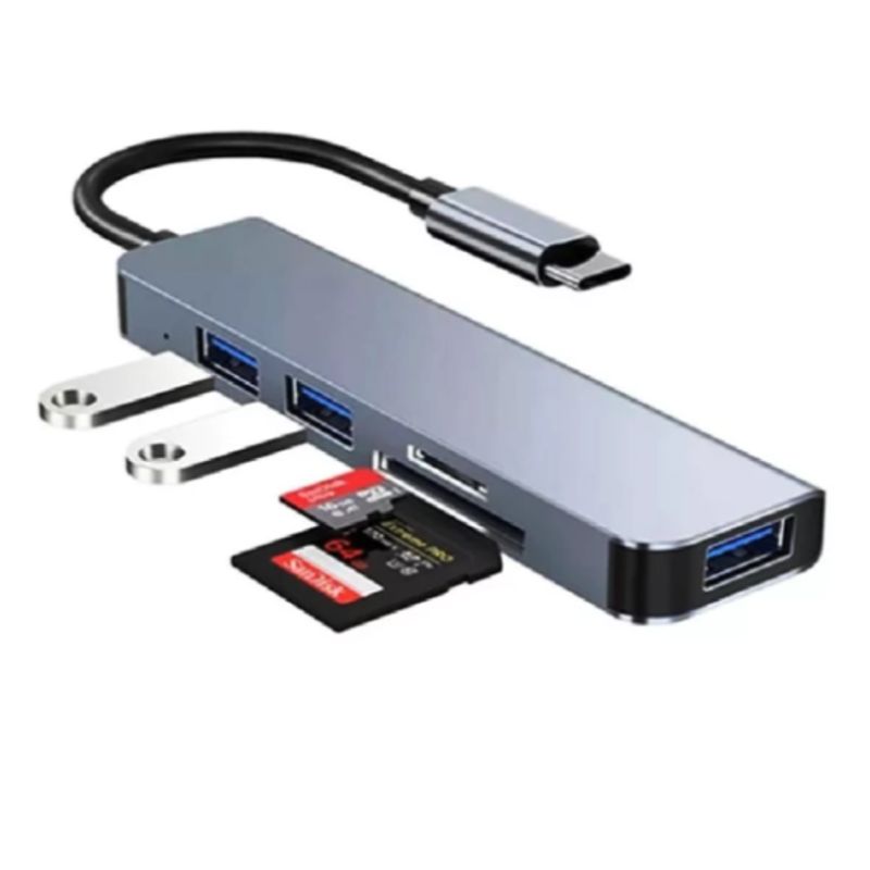 SEISA - ADAPTADOR HUB TIPO C 5 EN 1 BYL-2103T LECTOR USBX3 + SD SEISA