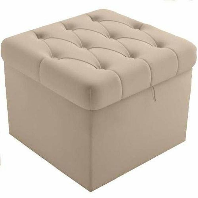 GENERICO - Puf Capitone Terracota Rectangular - Beige Claro