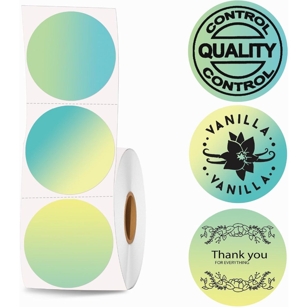 OEM - Rollo 1000 Etiqueta Termica Adhesiva Glossy D5cm Verde Mix