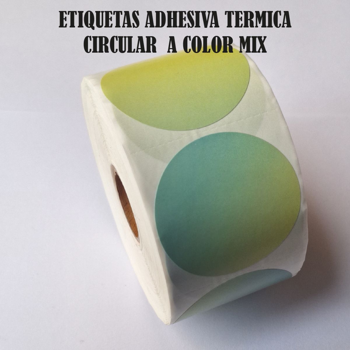 OEM - Rollo 1000 Etiqueta Termica Adhesiva Glossy D5cm Verde Mix