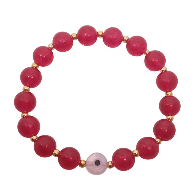 LUCYANA JOYAS Y ACCESORIOS - Pulsera para Mujer con Ojo Turco y Cuarzo Calcedonia - Joyas Lucyana