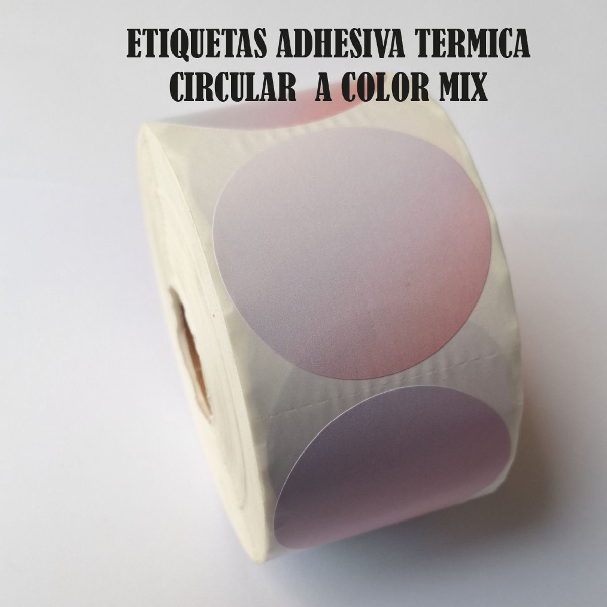 OEM - Rollo 1000 Etiqueta Termica Adhesiva Glossy D5cm Rosado Mix