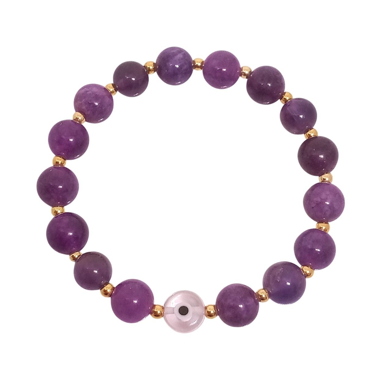LUCYANA JOYAS Y ACCESORIOS - Pulsera para Mujer con Ojo Turco y Cuarzo Amatista - Joyas Lucyana