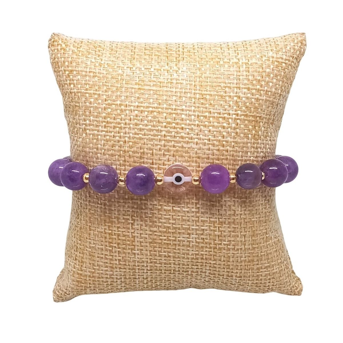 LUCYANA JOYAS Y ACCESORIOS - Pulsera para Mujer con Ojo Turco y Cuarzo Amatista - Joyas Lucyana