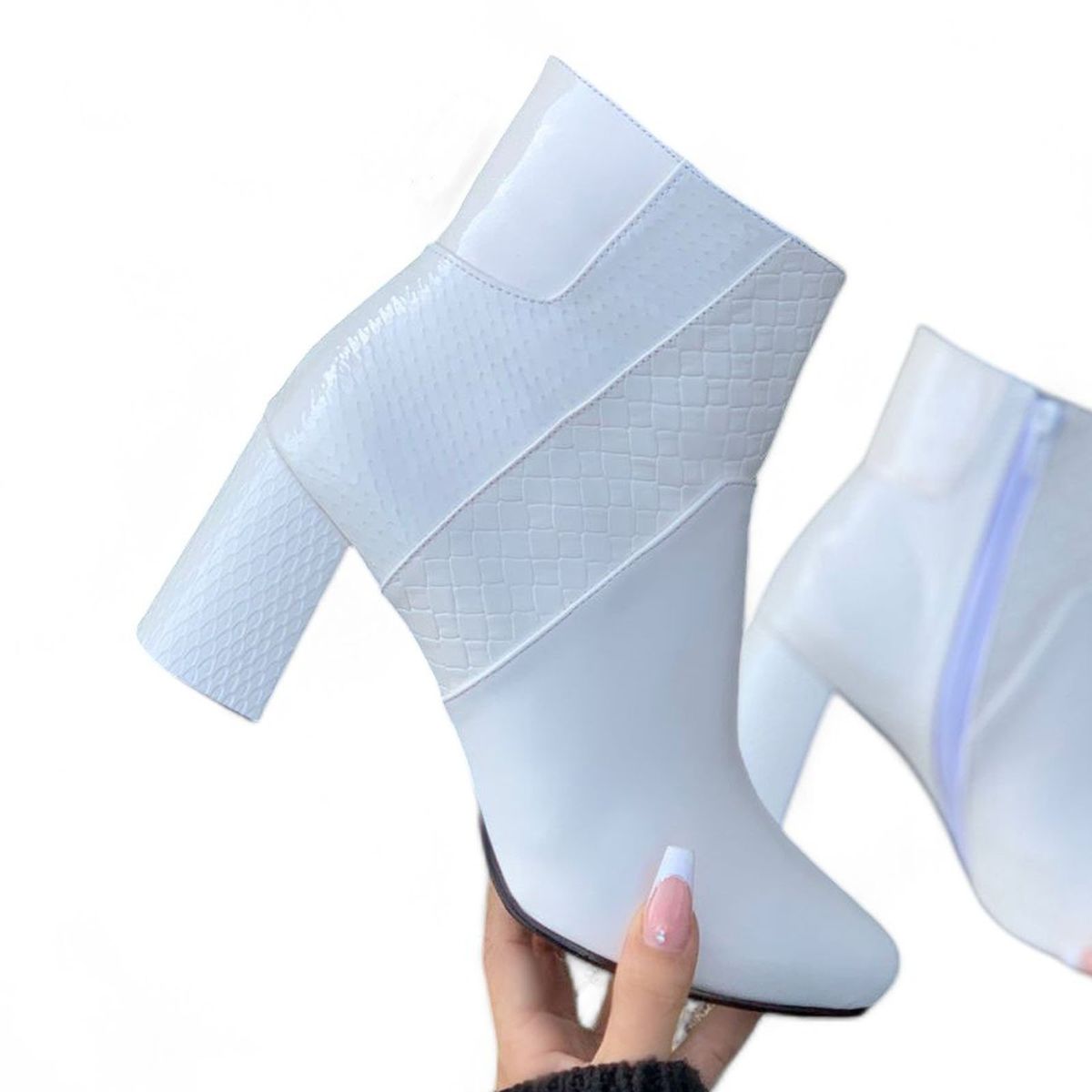 GENERICO - Botin mujer taco 7 sueder&bio cuero2019l-65 COLOR BLANCO