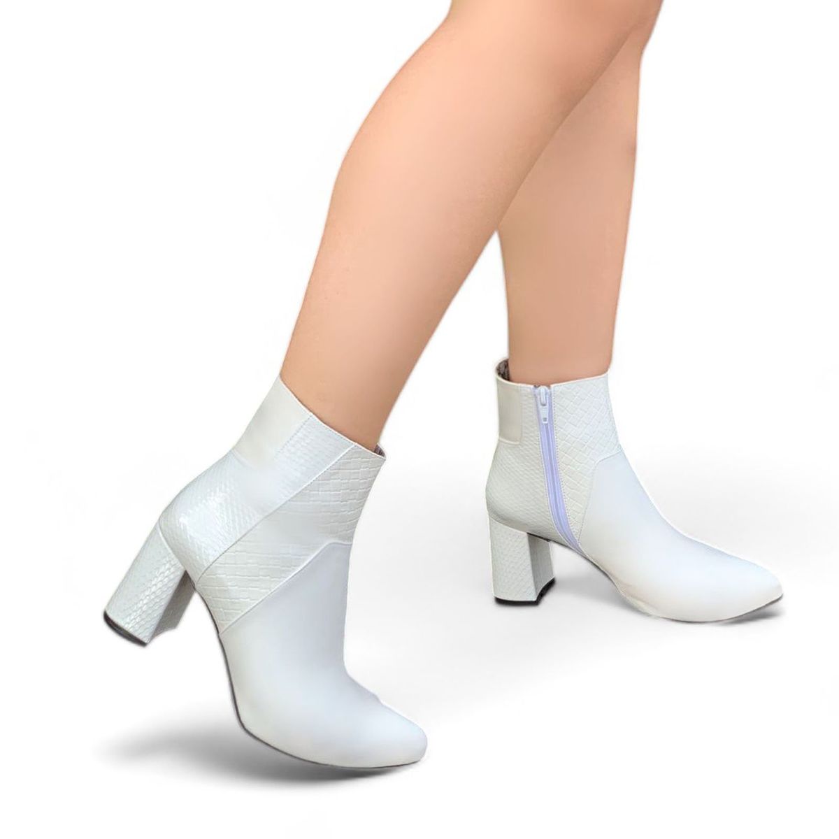 GENERICO - Botin mujer taco 7 sueder&bio cuero2019l-65 COLOR BLANCO