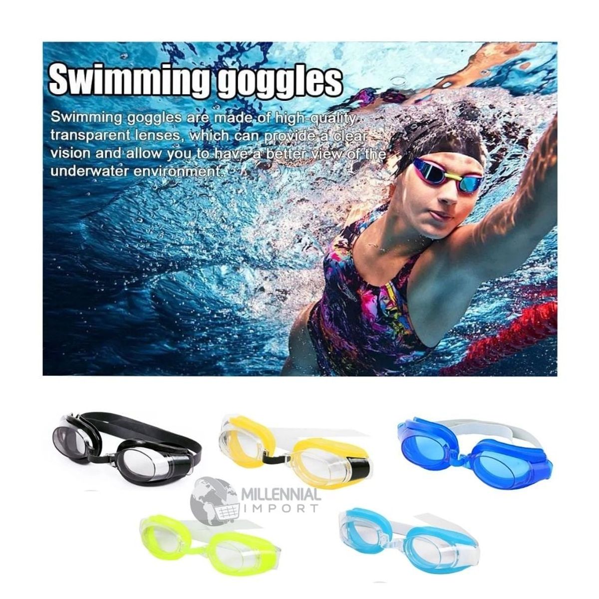 GENERICO - Lentes de Natación para Niños incluye Tapones de Oídos