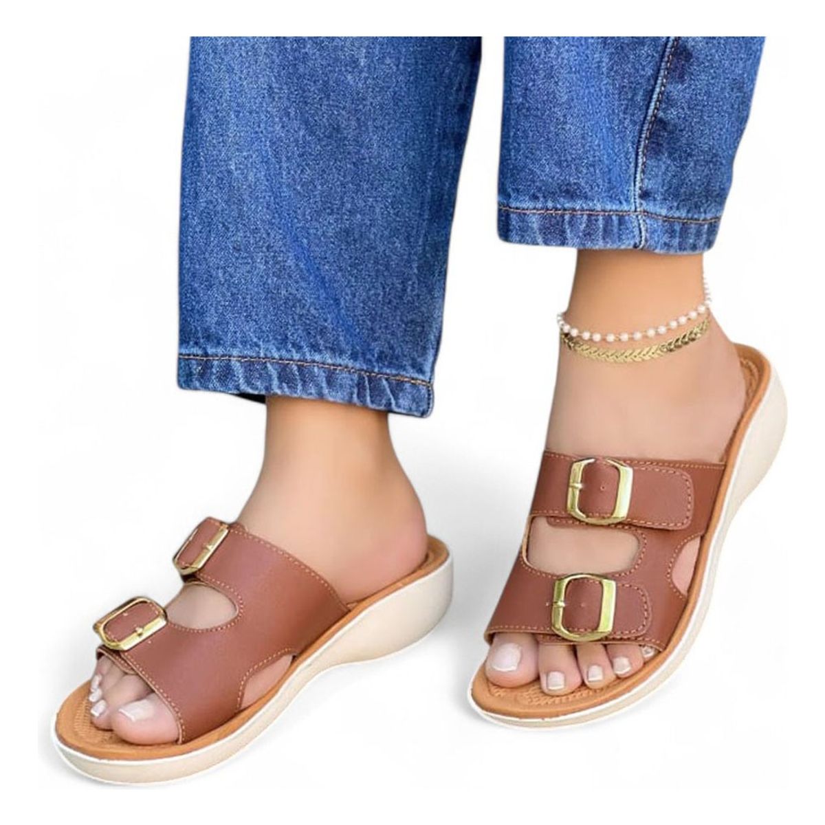 GENERICO - Sandalia Mujer Taco 2 Cm 5Coco-40 Color Camel