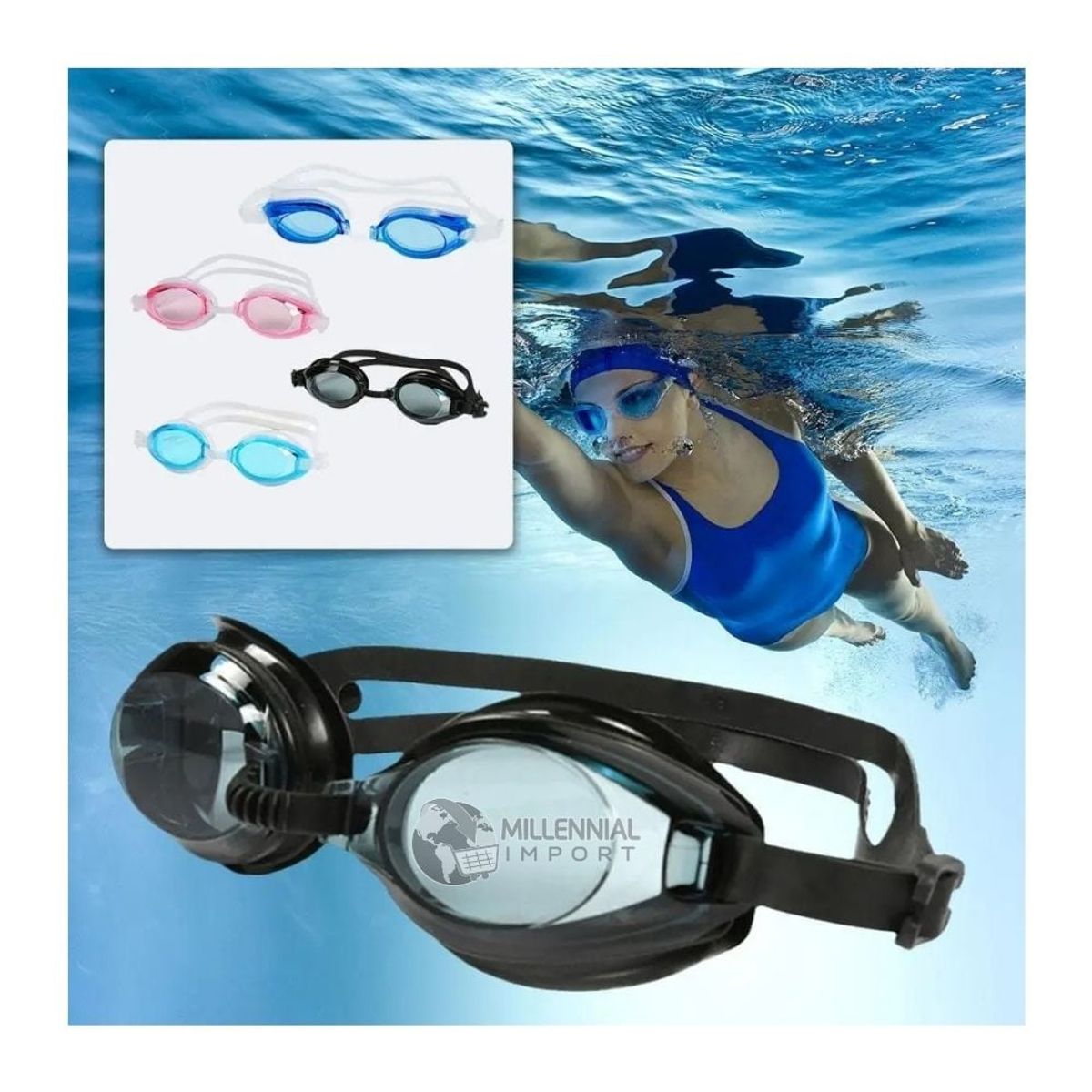 GENERICO - Lentes de Natación para Niño incluye Tapones de Oídos