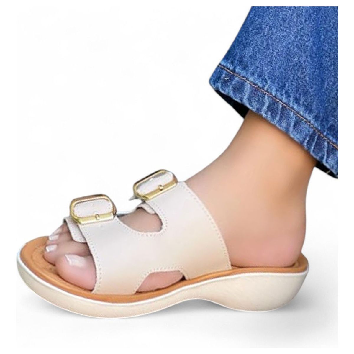 GENERICO - Sandalia Mujer Taco 2 Cm 5Coco-40 Color Hueso