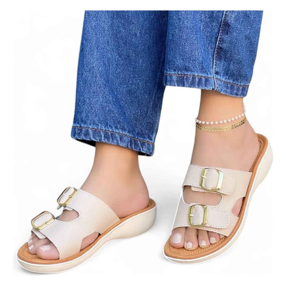 GENERICO - Sandalia Mujer Taco 2 Cm 5Coco-40 Color Hueso