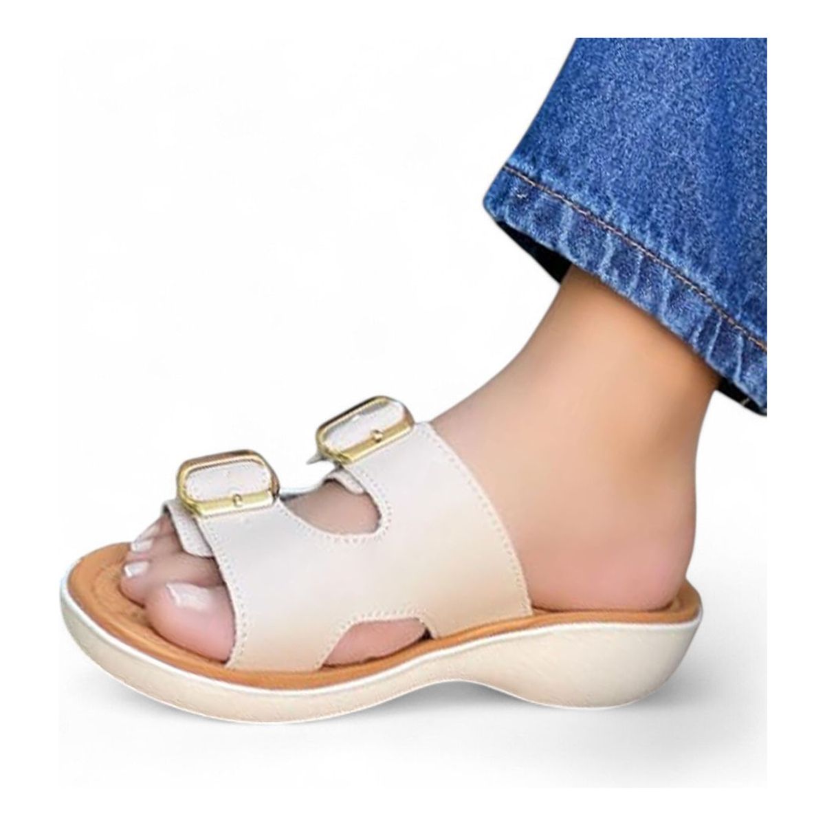 GENERICO - Sandalia Mujer Taco 2 Cm 5Coco-40 Color Hueso