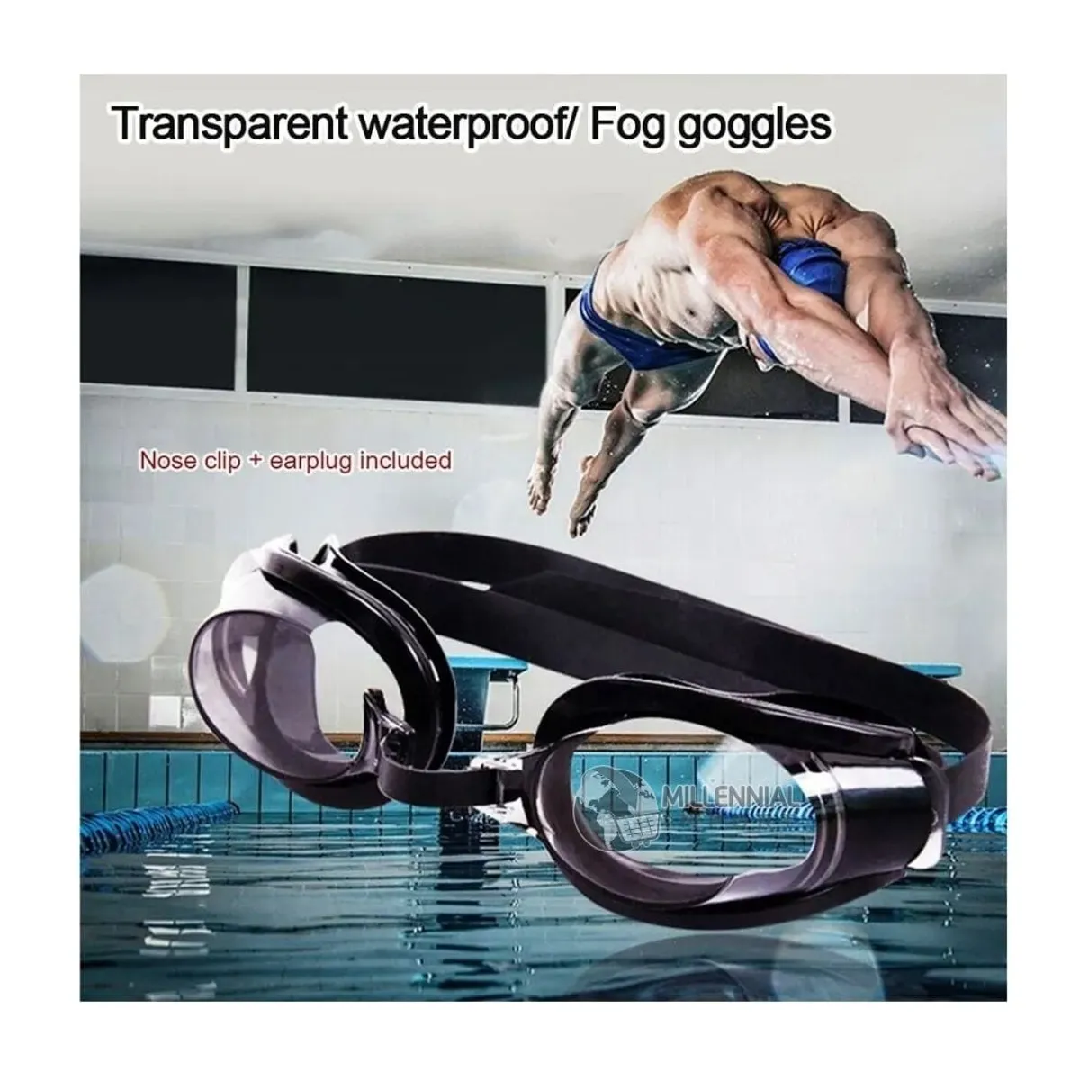 GENERICO - Lentes Gafas de Natación con Tapones de Oídos