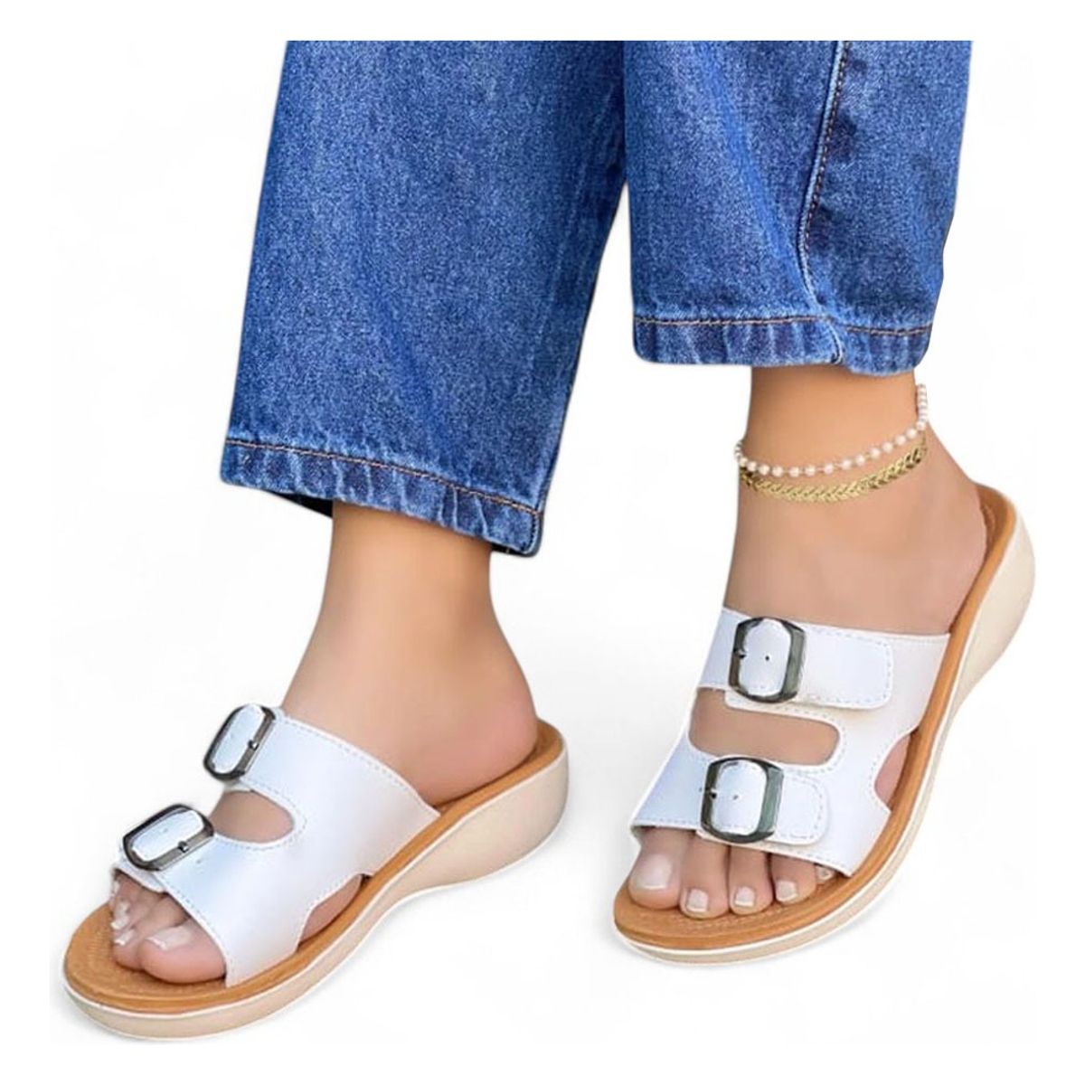 GENERICO - Sandalia Mujer Taco 2 Cm 5Coco-40 Color Blanco