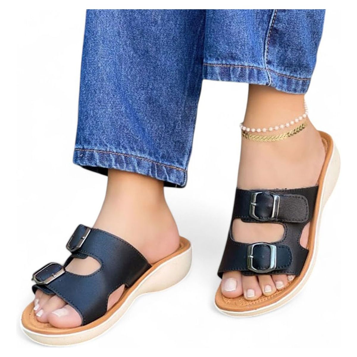 GENERICO - Sandalia Mujer Taco 2 Cm 5Coco-40 Color Negro