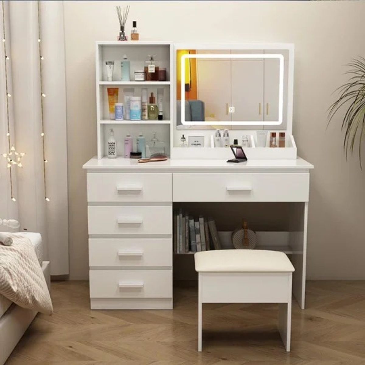 NACION MUEBLES - COMODA ASHLEY CON ESPEJO COLOR BLANCO NM