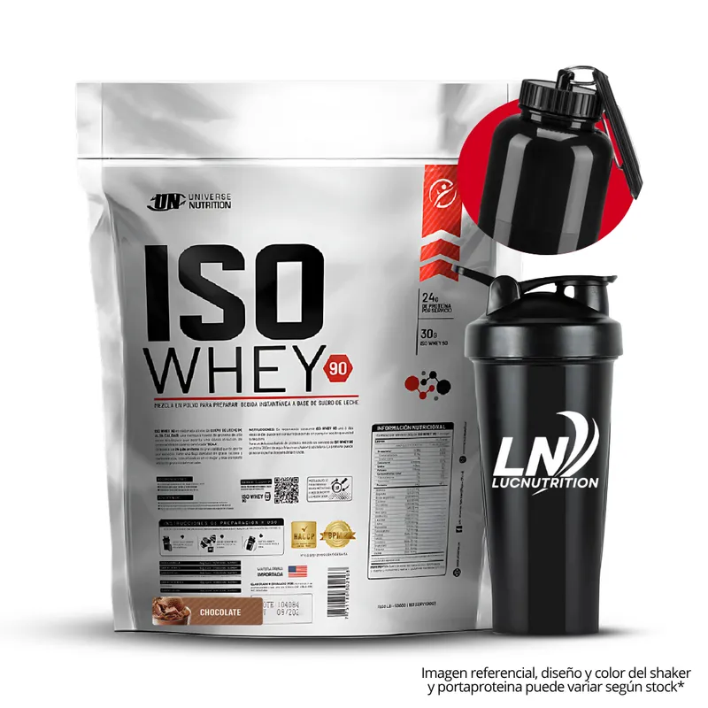UNIVERSE NUTRITION - Iso Whey 90 5 kg chocolate + shaker + PortaProteina