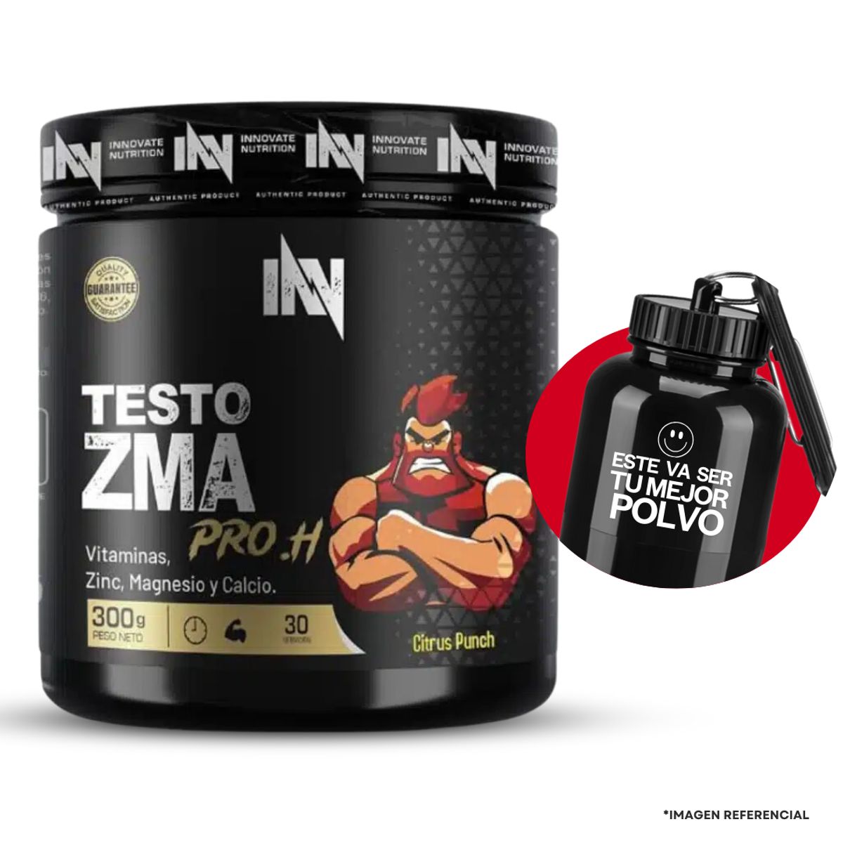INN INNOVATE NUTRITION - Testo ZMA PRO.H 30 Servicios CITRUS PUNCH + Porta Proteina de regalo!
