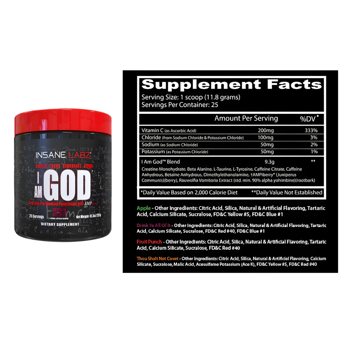 INSANE LABZ - Pre-entreno Insane Labz - I'am God 25 Servicios / Drink Ye All Of It