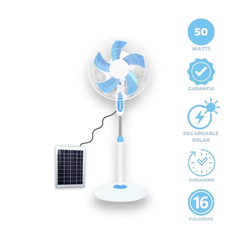 GENERICO - Ventilador Portatil Recargable Solar 16 Pulgadas