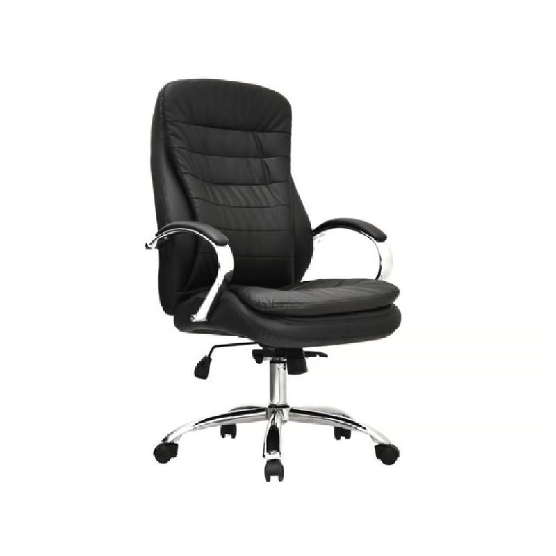 OFIDEAS - Silla de Oficina Ergonómica Madrid Negro Cuero Presidente Ofideas