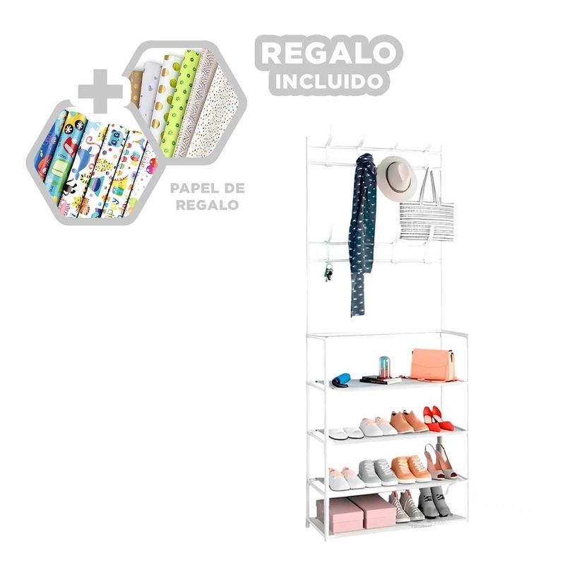 GENERICO - Zapatera Moderna Derecho 4 N en Blanco Y+Papel de Regalo