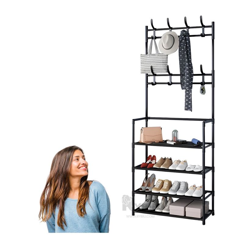 RYBIU IMPORT - Estante de 4 Pisos para Zapatos en Negro Y+Gift MiniAgenda