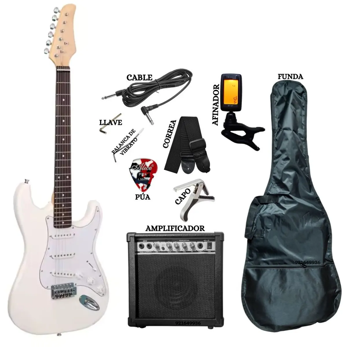 GENERICO - Pack de Guitarra Eléctrica &Amplificador&Afinador&Funda&Capo