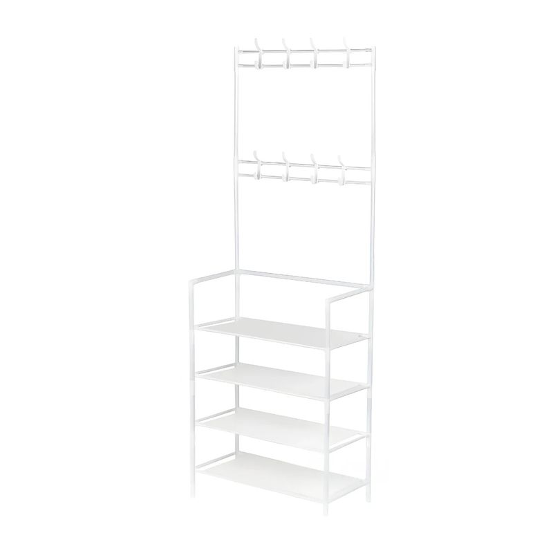 GENERICO - Zapatera Organizadora con Percheros Recto 4 Niveles Blanco